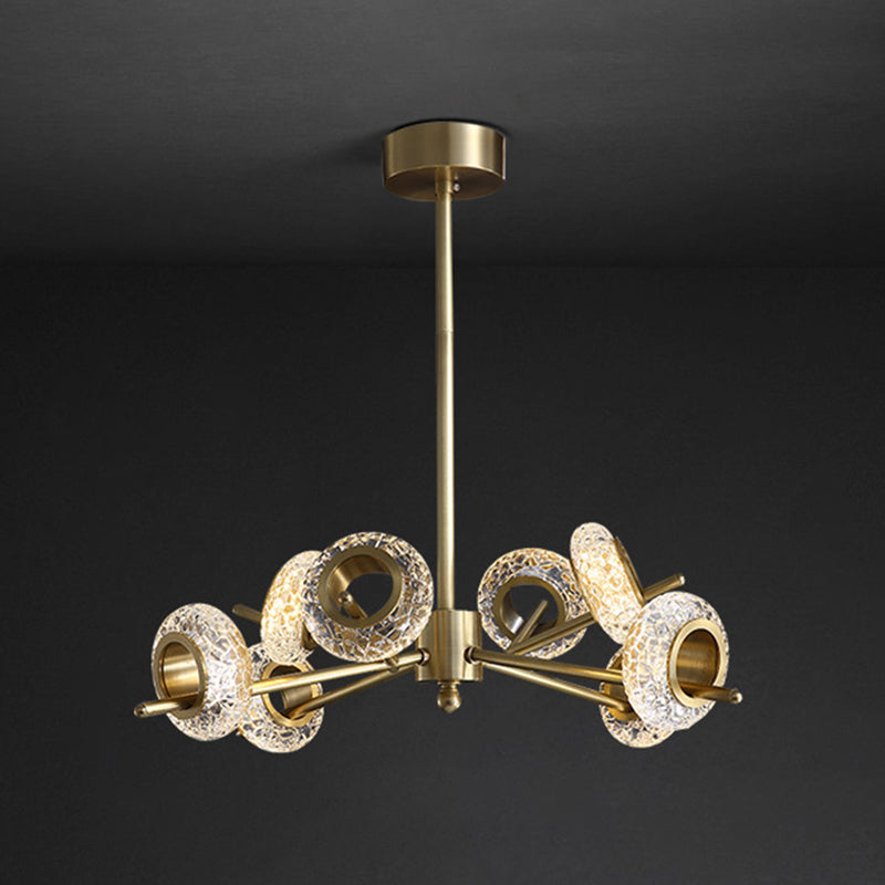 Starburst Chandelier Light Fixture Modern Style Metal LED Coppery Pendant Lighting Fixture