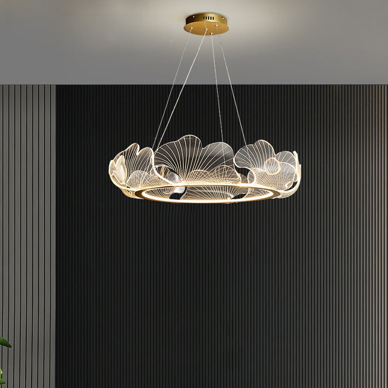 Anillo de metal acrílico accesorio de iluminación de lámpara posmoderna luz colgante para sala de estar