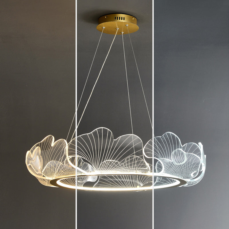 Anillo de metal acrílico accesorio de iluminación de lámpara posmoderna luz colgante para sala de estar