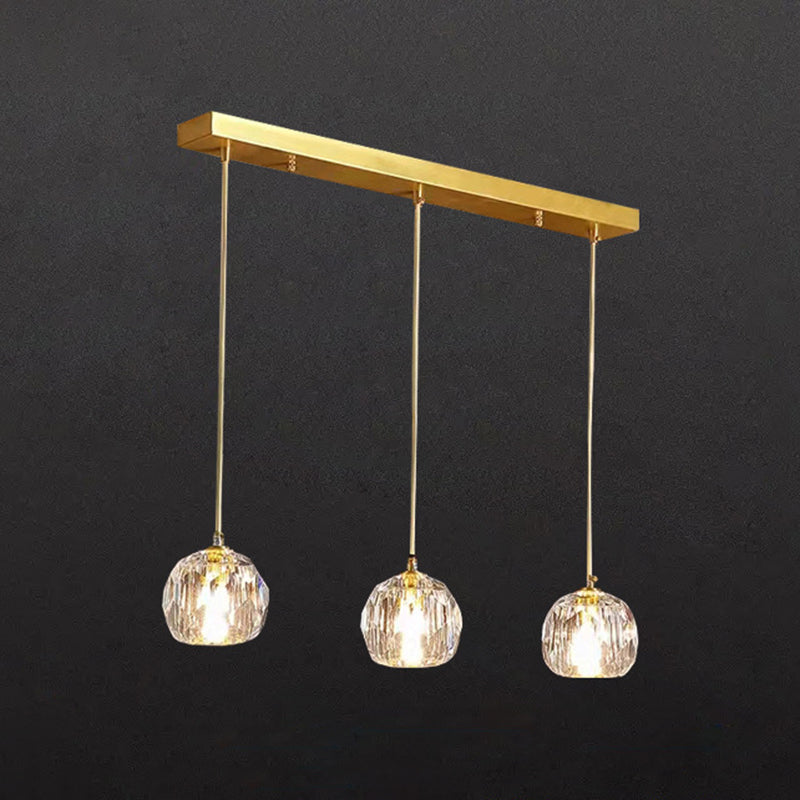 Postmodern Crystal Pendant Light Brass Finish Hanging Lamp with Adjustable Hanging Cord