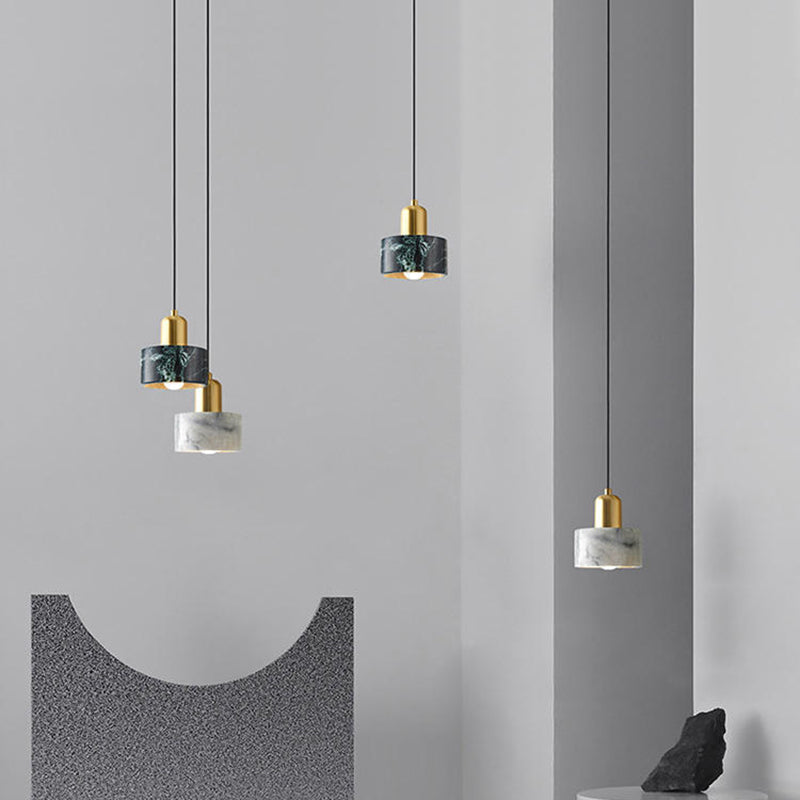 Single-Light White Marble Pendant Light for Dinning Room Bedroom Hanging Lamp