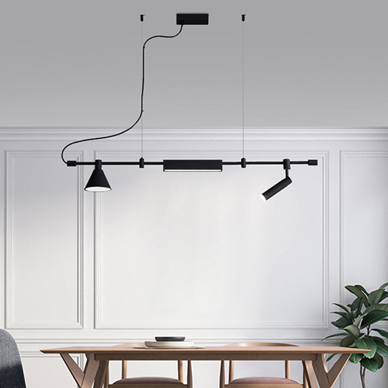Modern Style Linear Shaped Island Pendant Metal Black Island Light for Restaurant