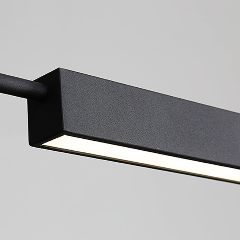 Modern Style Linear Shaped Island Pendant Metal Black Island Light for Restaurant