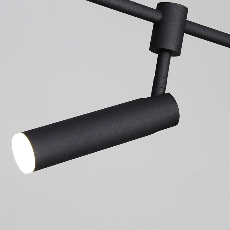 Modern Style Linear Shaped Island Pendant Metal Black Island Light for Restaurant
