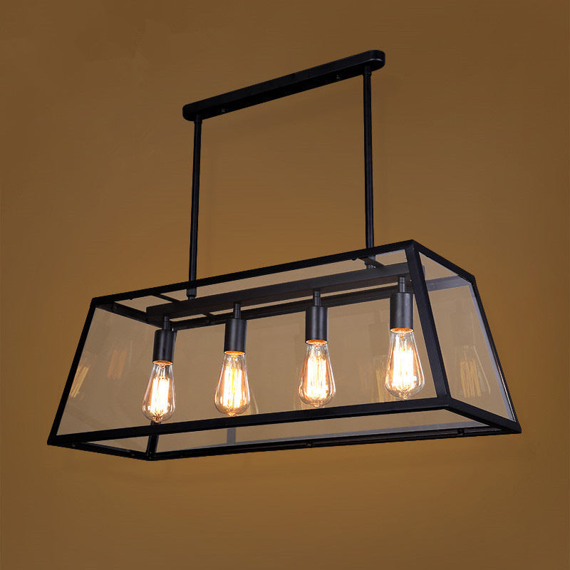 Industrial Island Light Fixture with Glass Shade for Sitting Room Coffee Shop