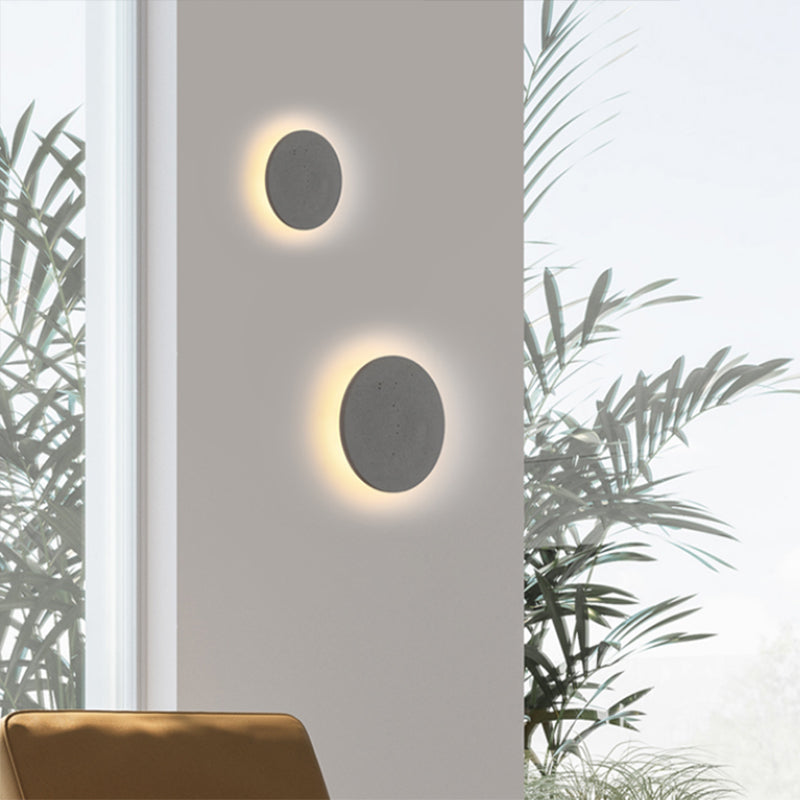 Lámpara de luz redonda de pared moderna lámpara de pared gris de 1 luz con sombra de cemento