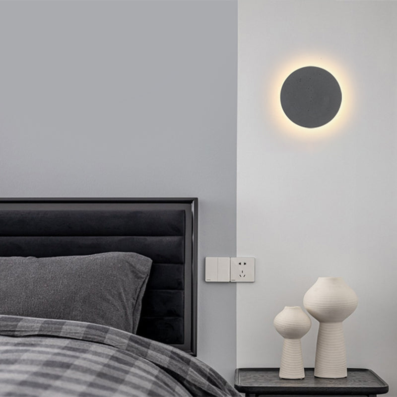 Lámpara de luz redonda de pared moderna lámpara de pared gris de 1 luz con sombra de cemento