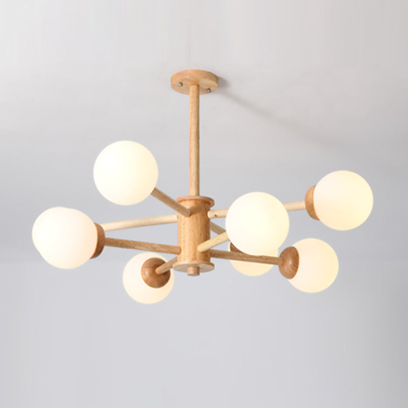 Zeitgenössische hölzerne Kronleuchter Decke Hängende Leuchte mit einstellbarem Federdraht