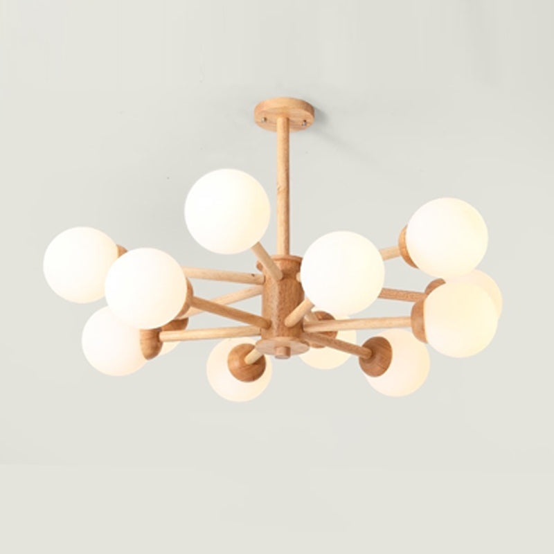 Zeitgenössische hölzerne Kronleuchter Decke Hängende Leuchte mit einstellbarem Federdraht