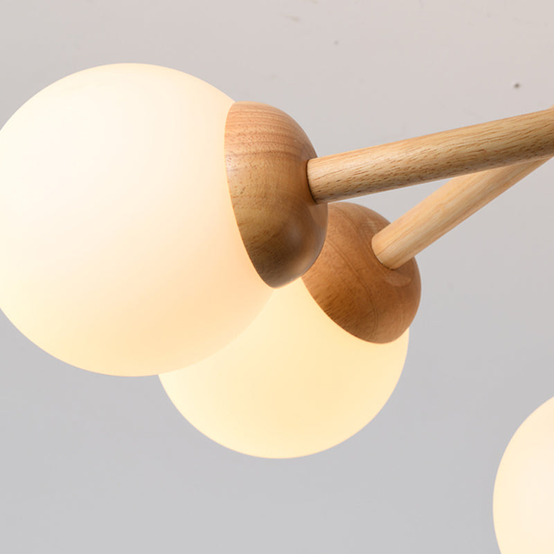 Zeitgenössische hölzerne Kronleuchter Decke Hängende Leuchte mit einstellbarem Federdraht