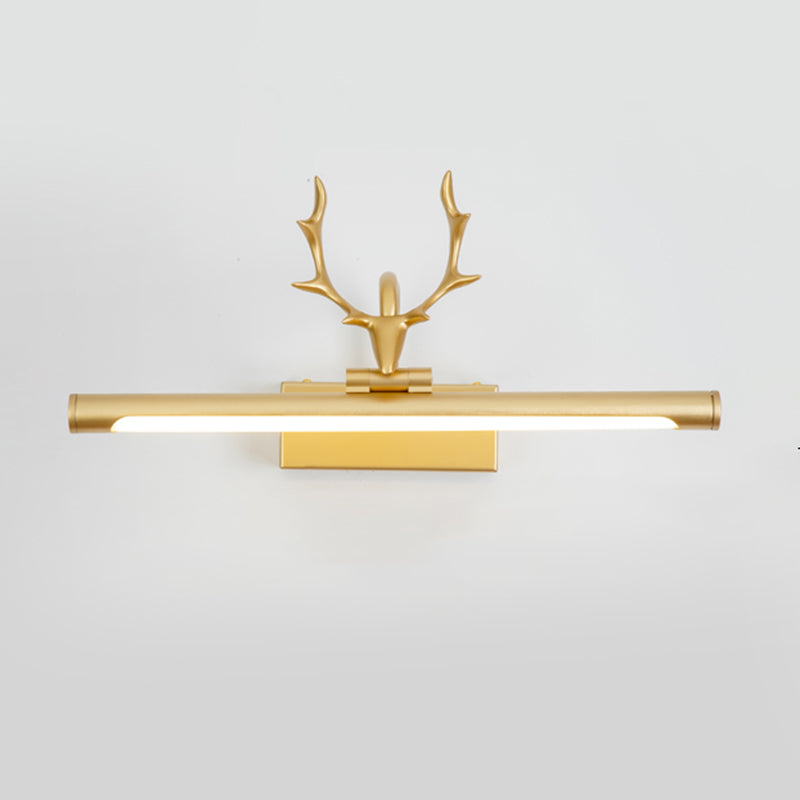 LED Copper Mirror Lamp American Retro Style Bathroom Toilet Antler Mirror Light Fixture