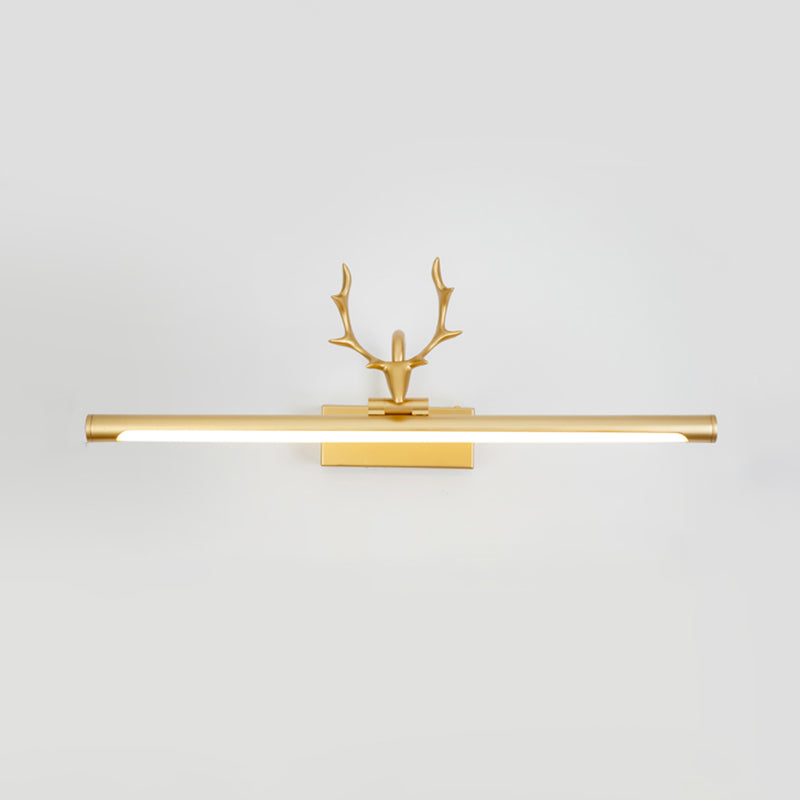 LED Copper Mirror Lamp American Retro Style Bathroom Toilet Antler Mirror Light Fixture