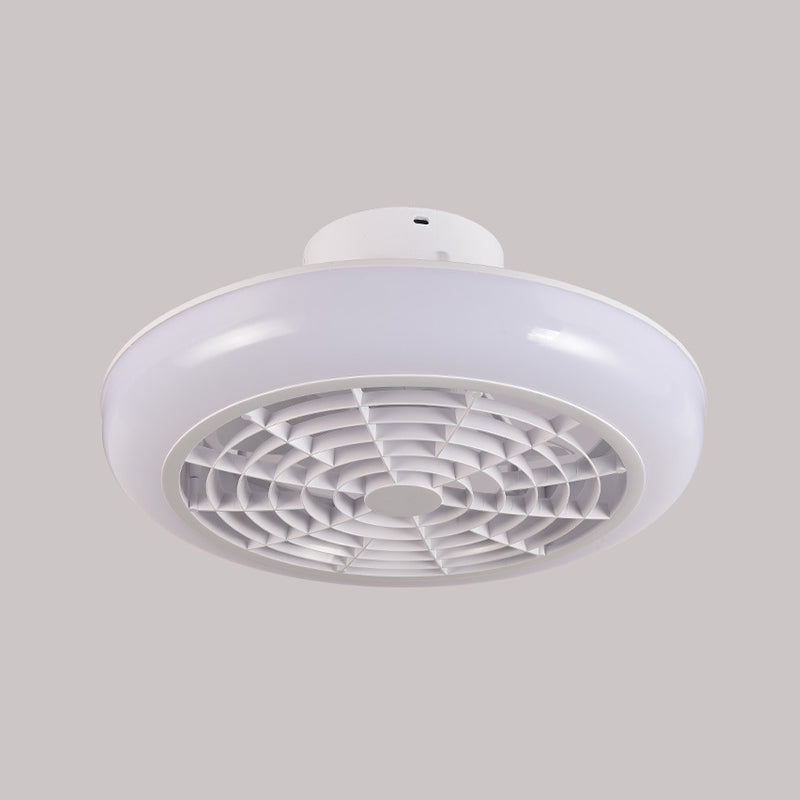 Einfache runde Lüfterlampenleuchte Acrylschlafzimmer LED SEMI -MOUNTBUCH IN Weiß
