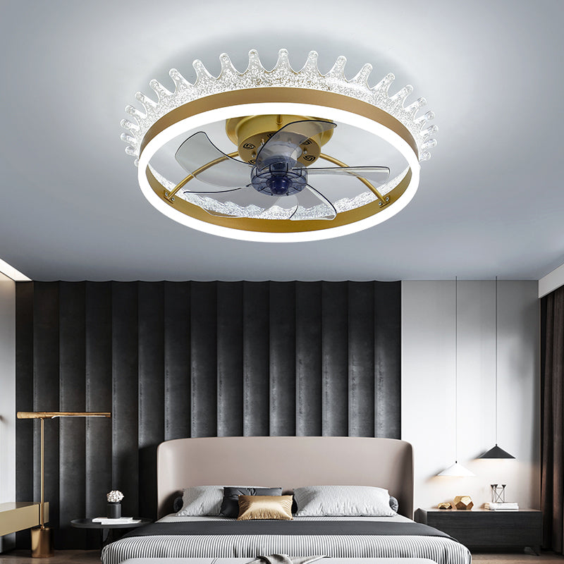 Acrylkronenförmige Deckenlüfter minimalistische LED -Halbmontage -Beleuchtung für Schlafzimmer