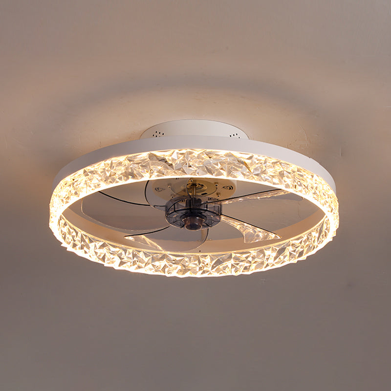 Acrylkronenförmige Deckenlüfter minimalistische LED -Halbmontage -Beleuchtung für Schlafzimmer