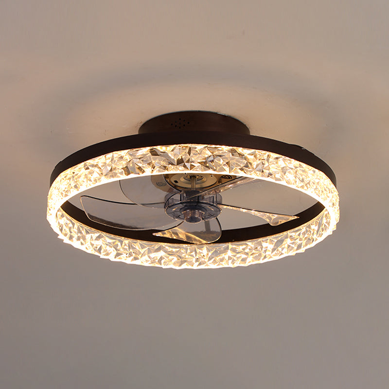 Acrylkronenförmige Deckenlüfter minimalistische LED -Halbmontage -Beleuchtung für Schlafzimmer