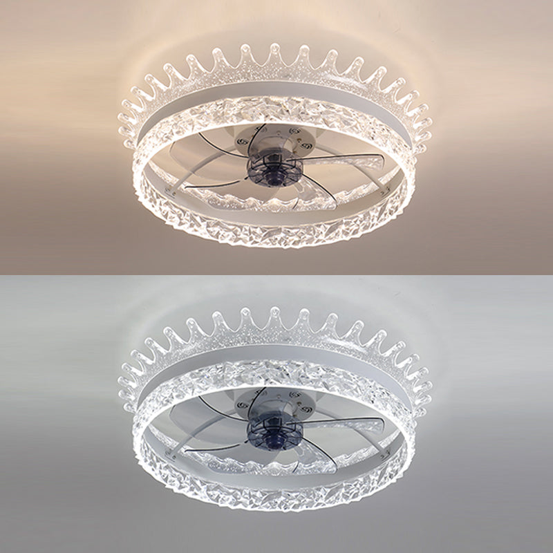 Acrylkronenförmige Deckenlüfter minimalistische LED -Halbmontage -Beleuchtung für Schlafzimmer