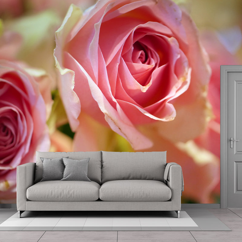 Rose Flower Mural Wallpaper for Girl Bedroom Moisture Resistant, Custom Size Available