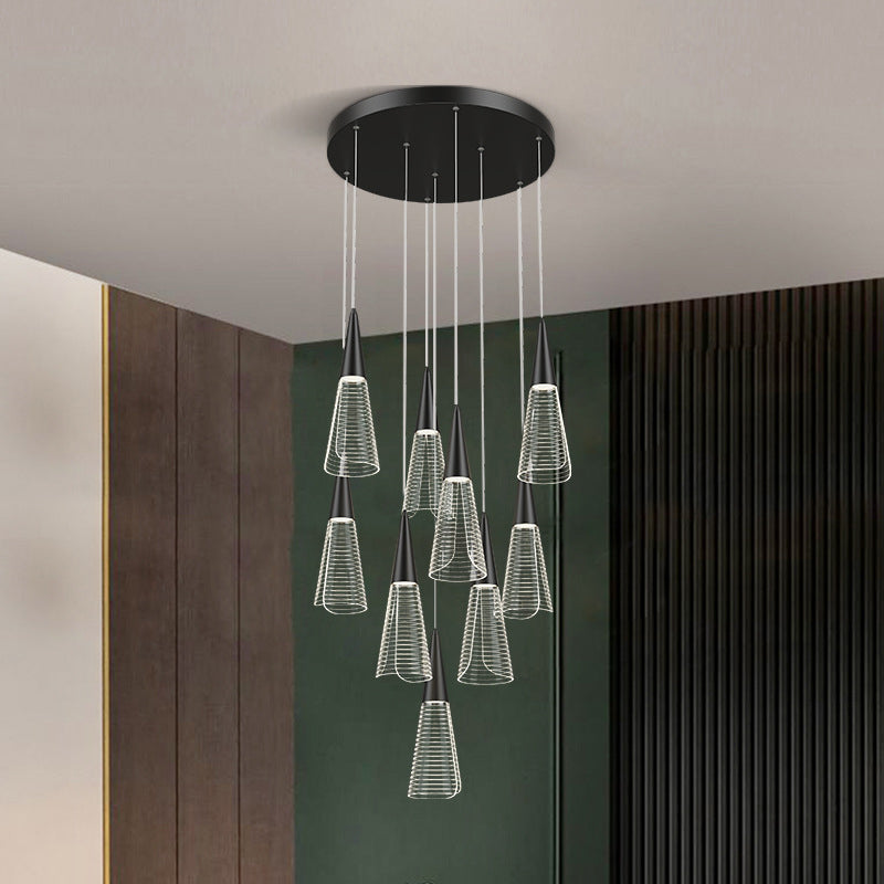 Cone Hanging Light Fixtures Modern Simple Acrylic Ceiling Pendant for Stairwell