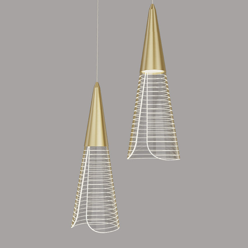 Cone Hanging Light Fixtures Modern Simple Acrylic Ceiling Pendant for Stairwell