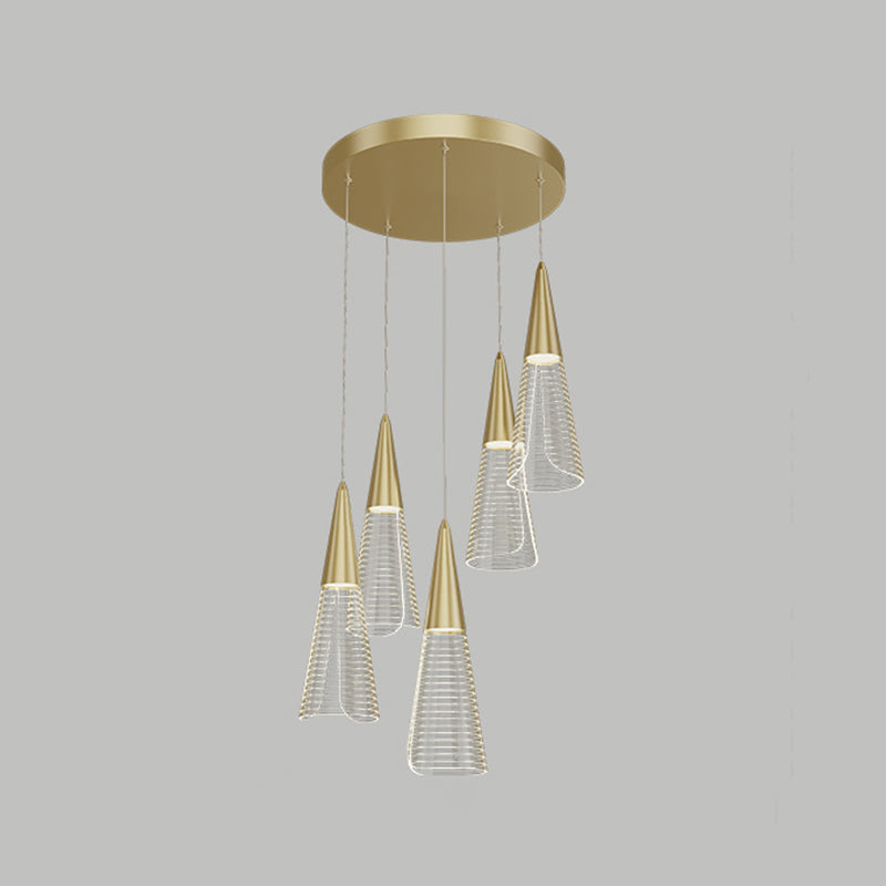 Cone Hanging Light Fixtures Modern Simple Acrylic Ceiling Pendant for Stairwell