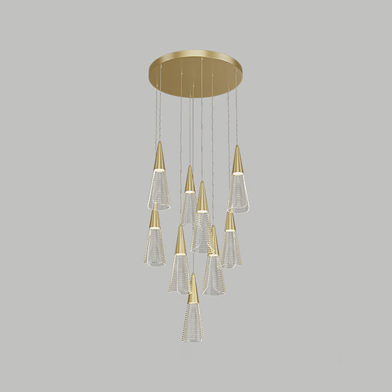 Cone Hanging Light Fixtures Modern Simple Acrylic Ceiling Pendant for Stairwell