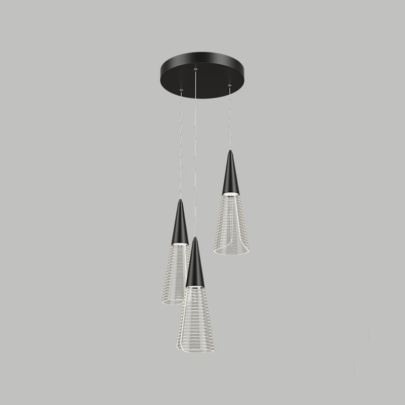 Cone Hanging Light Fixtures Modern Simple Acrylic Ceiling Pendant for Stairwell