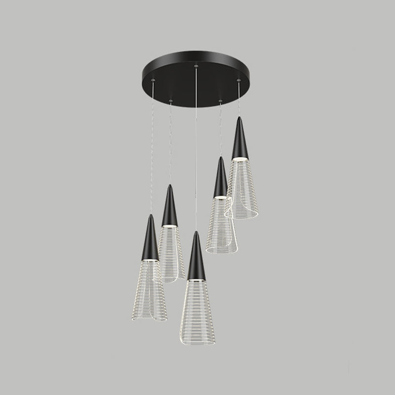 Cone Hanging Light Fixtures Modern Simple Acrylic Ceiling Pendant for Stairwell