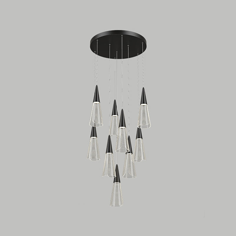 Cone Hanging Light Fixtures Modern Simple Acrylic Ceiling Pendant for Stairwell