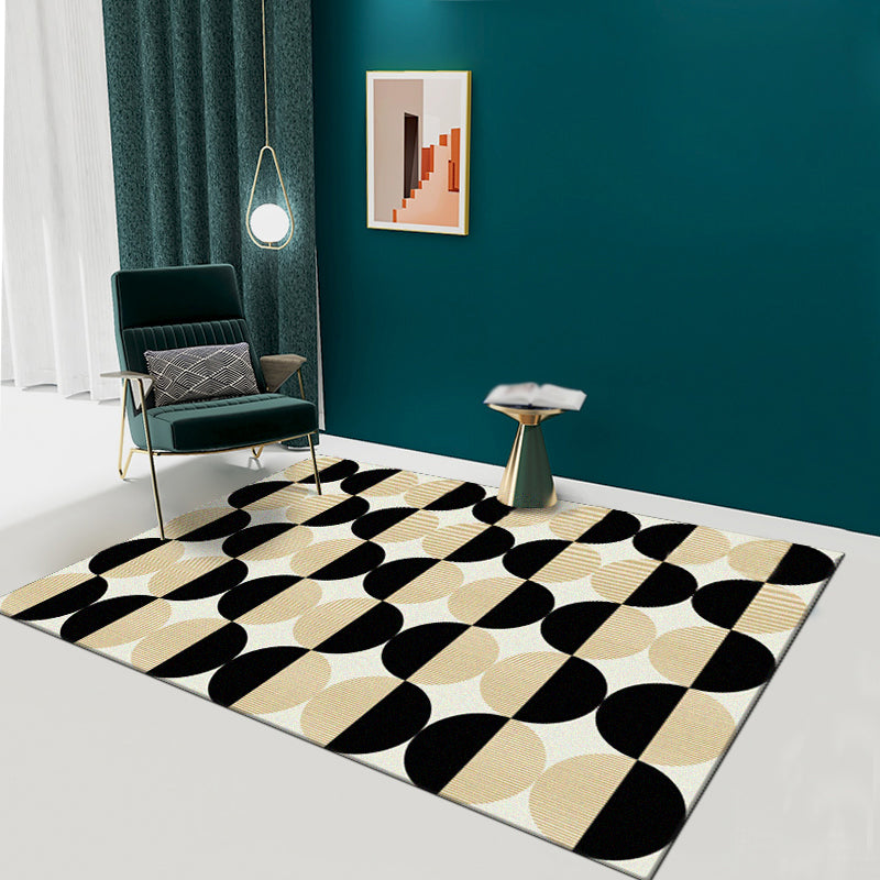 Minimalist Carpet Unique Contrast Panel Area Rug Polyester Stain Resistant Carpet for Living Room