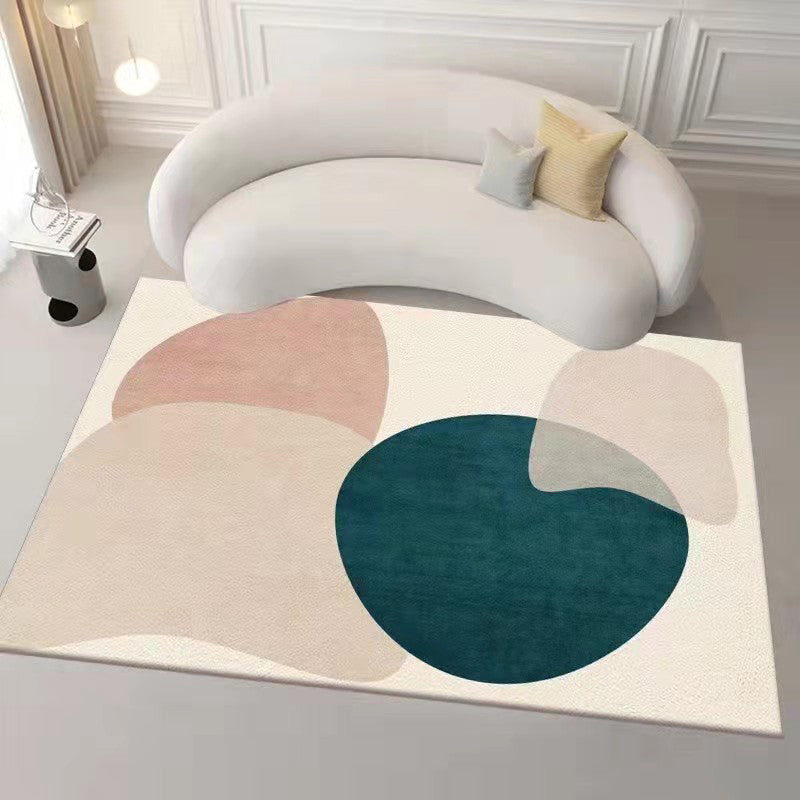 Pink Modern Carpet Polyester Circle Carpet Non-Slip Backing Carpet for Home Decor