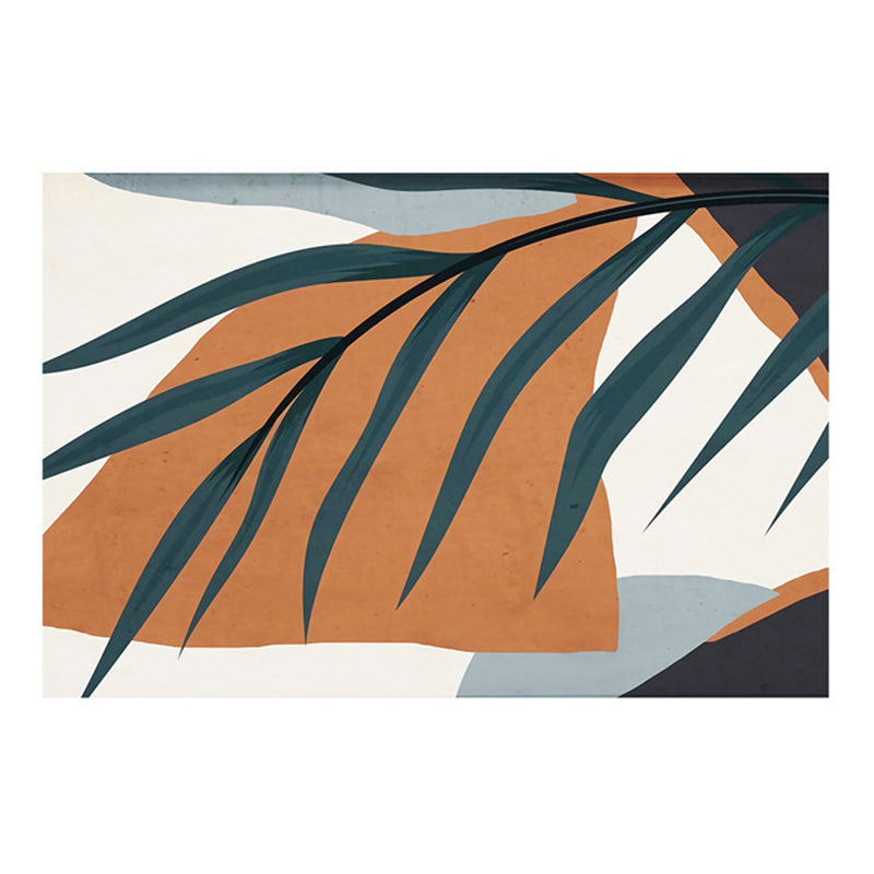 Modern Palm Leaves Print Rug Polyester Indoor Carpet Stain Resistant Area Rug for Home Decoration