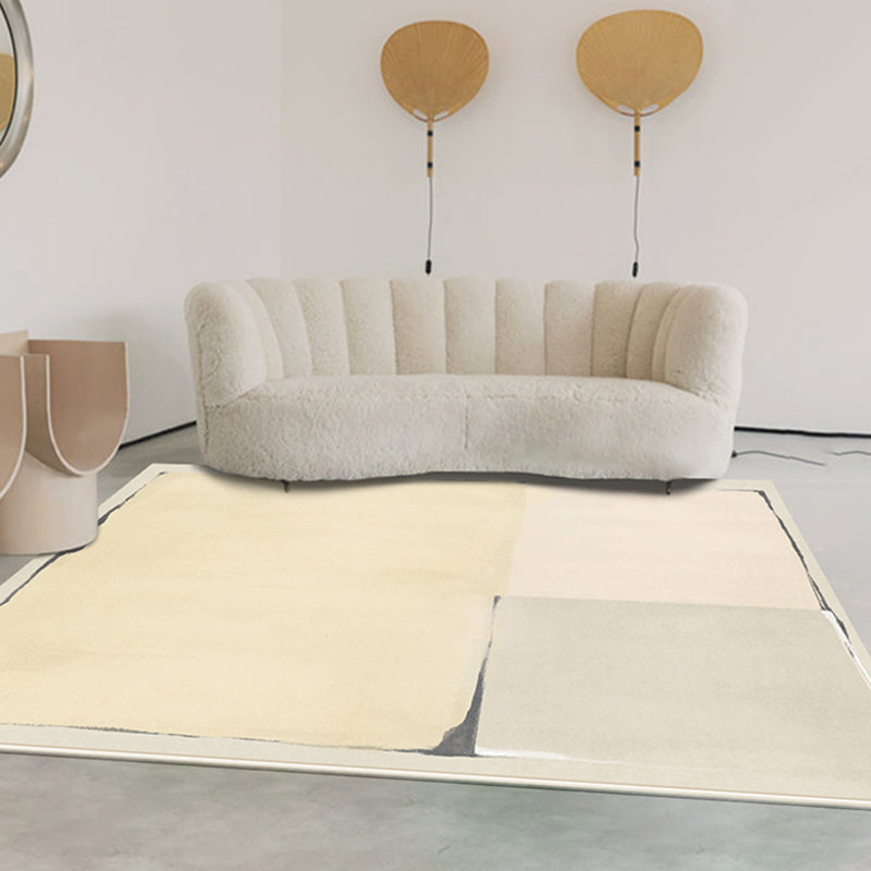 Modern Living Room Area Carpet Color Block Polyester Area Rug Stain Resistant Rug