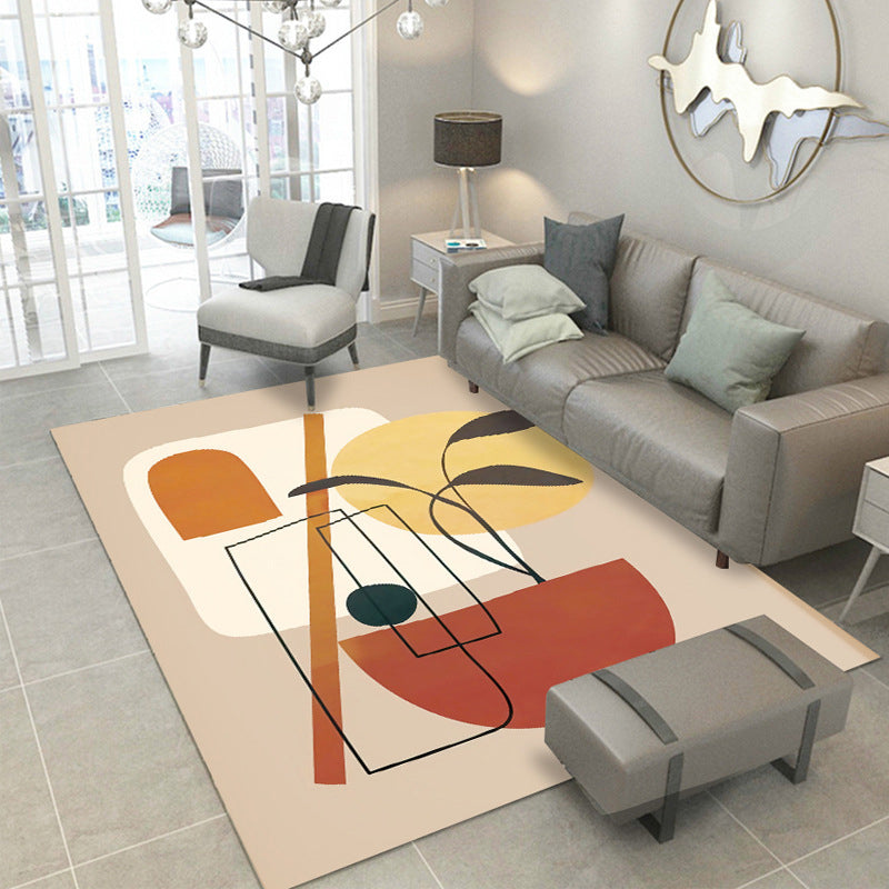 Contemporary Botanical Print Carpet Polyester Area Rug Non-Slip Backing Indoor Rug for Living Room