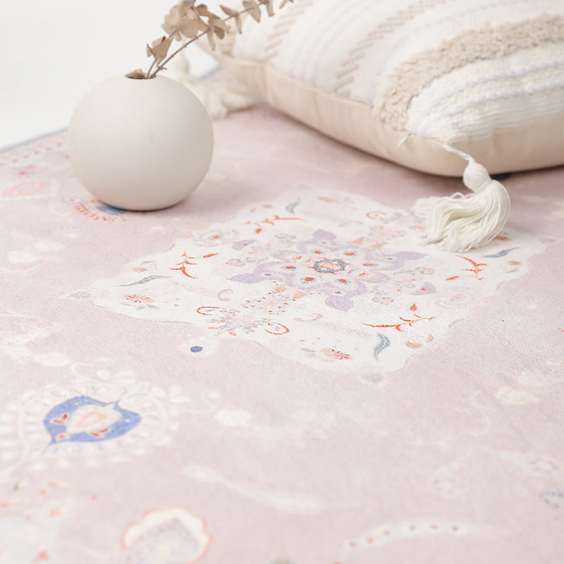 Pink Modern Rug Graphic Pattern Polyester Area Rug Non-Slip Backing Carpet for Home Decor