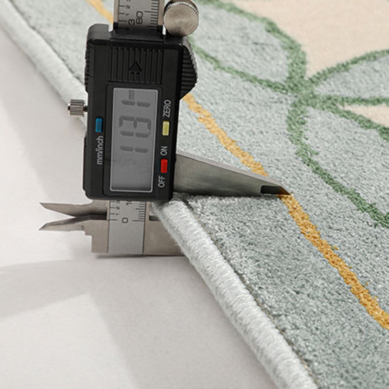 Green Living Room Area Carpet Plaid Pattern Polyester Area Rug Easy Care Washable Rug