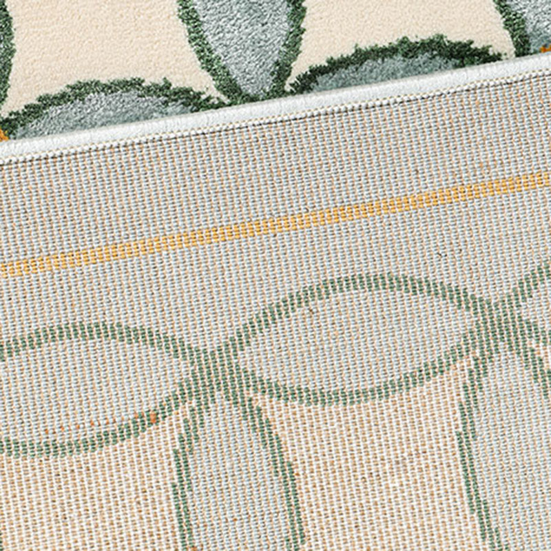 Green Living Room Area Carpet Plaid Pattern Polyester Area Rug Easy Care Washable Rug