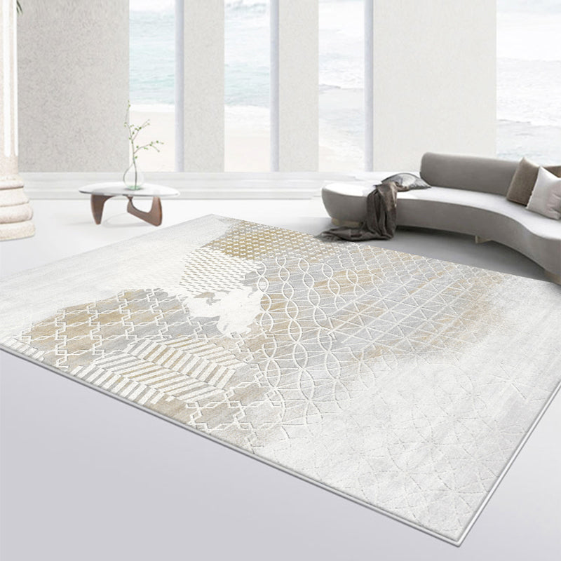 Variegated Gray Area Rug Modern Washable Carpet Polypropylene Non-Slip Area Rug for Living Room