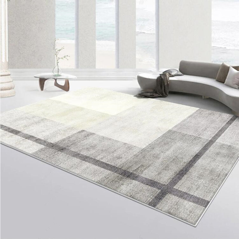 Modern Living Room Carpet Antique Gray Tone Watercolor Rug Polyster Stain Resistant Indoor Rug