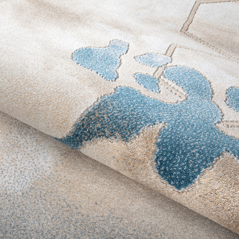 Modern Living Room Area Carpet Khaki Tie-Dye Area Rug Polyester Stain Resistant Rug