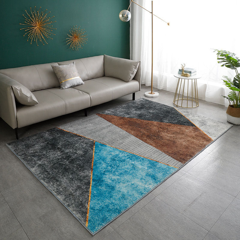 Orange Modern Rug Polyester Striped Rug Washable Indoor Rug for Home Decor