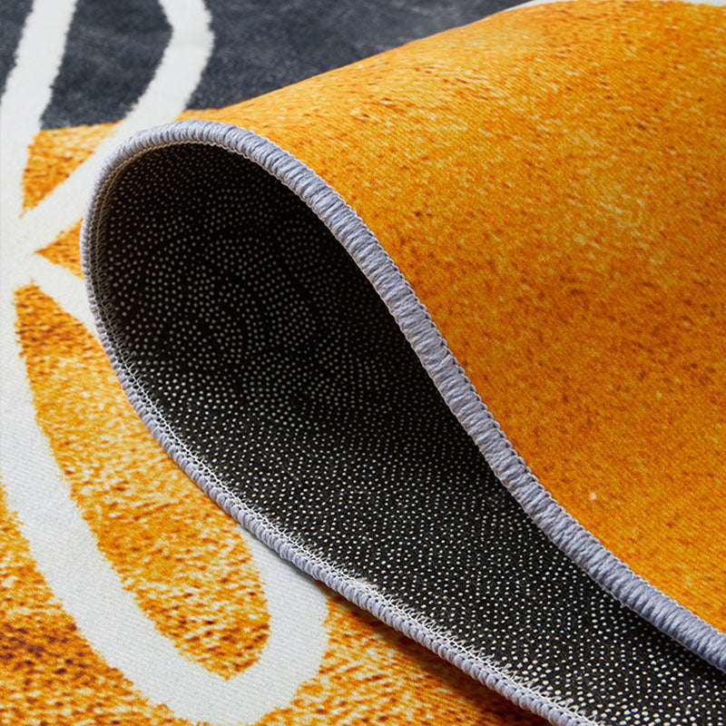 Funky Orange Tone Carpet Modern Contrast Panel Rug Washable Non-Slip Polyester Carpet for Home Decor