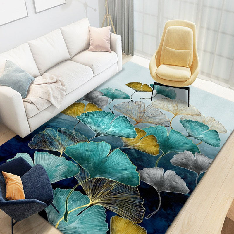 Vintage Flowers Print Area Rug Polyester Carpet Non-Slip Backing Indoor Rug for Home Decoration