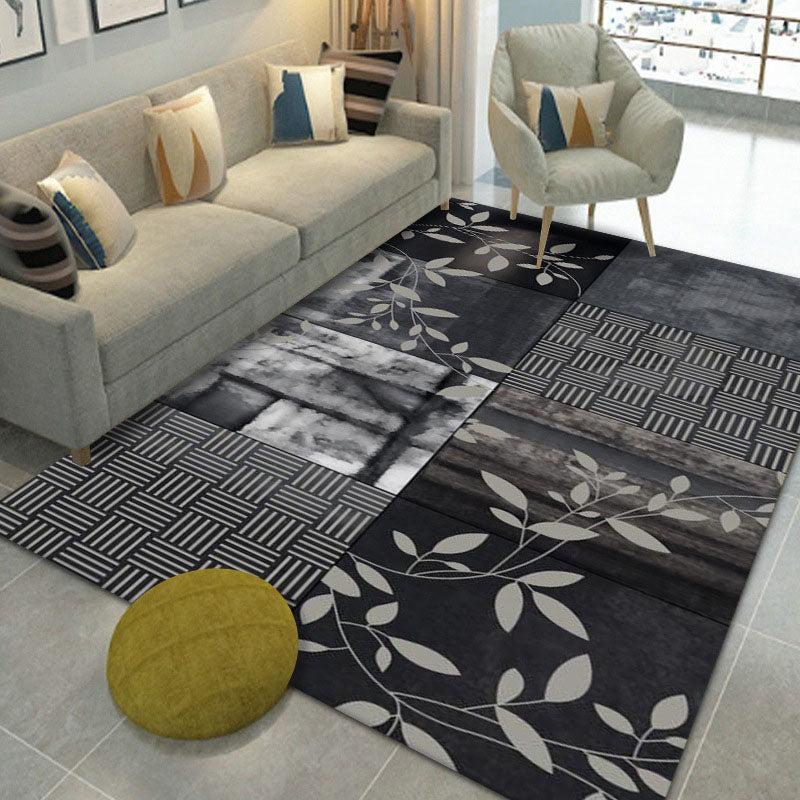 Vintage Flowers Print Area Rug Polyester Carpet Non-Slip Backing Indoor Rug for Home Decoration