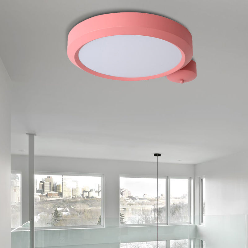 Blue / Red / Yellow Round Flushmount Lighting Metal Integrated Led Nordic Ceiling Flush Light in Second Gear, 20.5 "/25" W