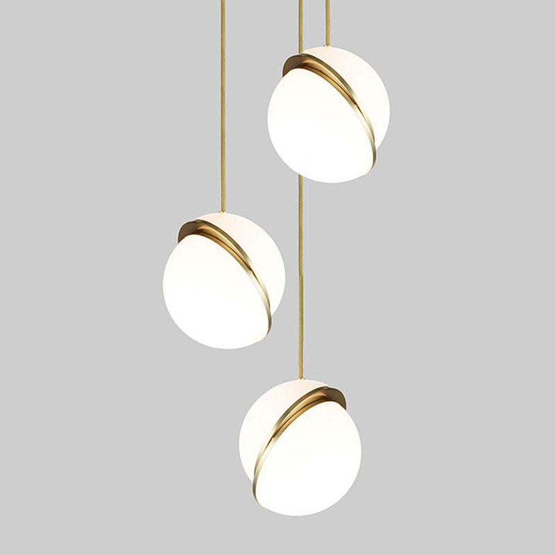 Luz de colgante de bola acrílica blanca Lámpara de suspensión de techo de una cabeza para dormitorio