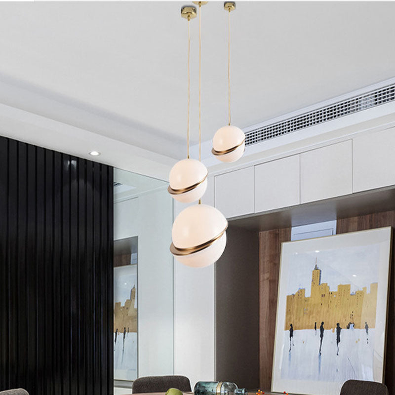 Weißes Glas Deckenleuchte Ding Room Schlafzimmer Ein leichtes modernes hängendes Licht