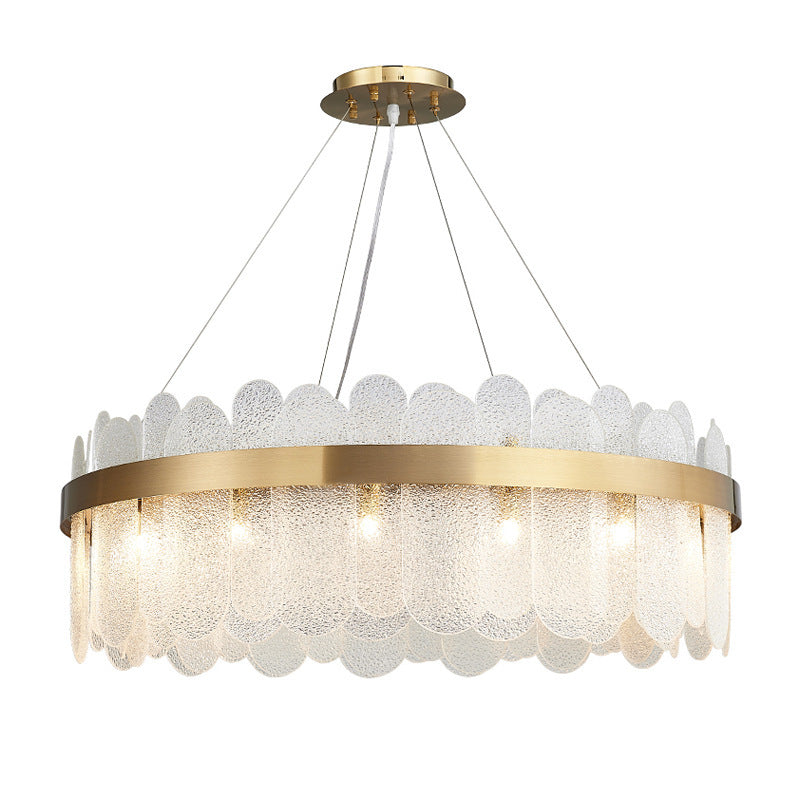 Drum Chandelier Light Fixture Vintage Glass Pendant Lighting for Restaurant