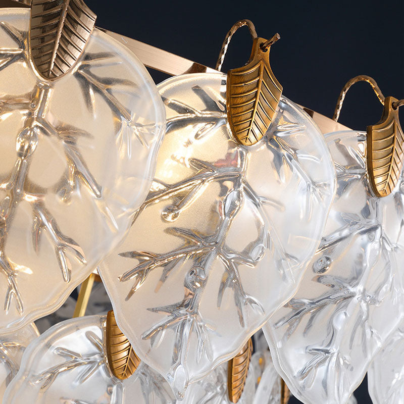 Leaf Chandelier Light Fixture Modern White Glass Pendant Lighting for Restaurant