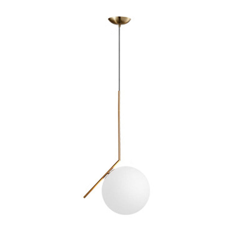 Colgante de forma de bola contemporánea de vidrio blanco 1 colgante de cabeza para comedor